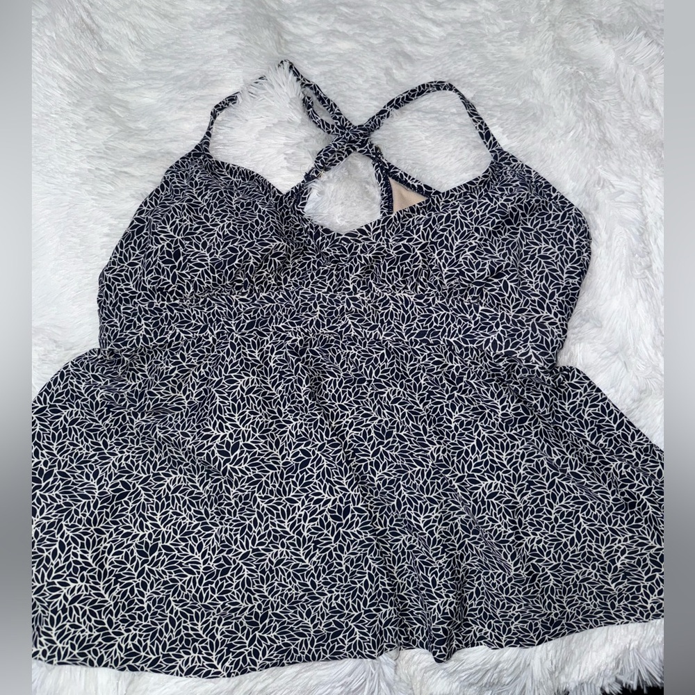 Navy and White tankini
